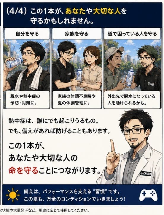 この1本が、あなたや大切な人を守るかもしれません。自分を守る、家族を守る、道で困っている人を守る