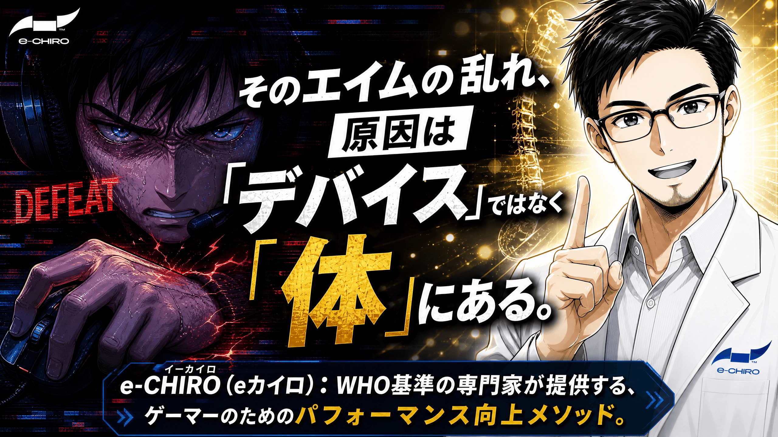 そのエイムの乱れ、原因は「デバイス」ではなく「体」にある。e-CHIRO：WHO基準の専門家が提供する、ゲーマーのためのパフォーマンス向上メソッド。